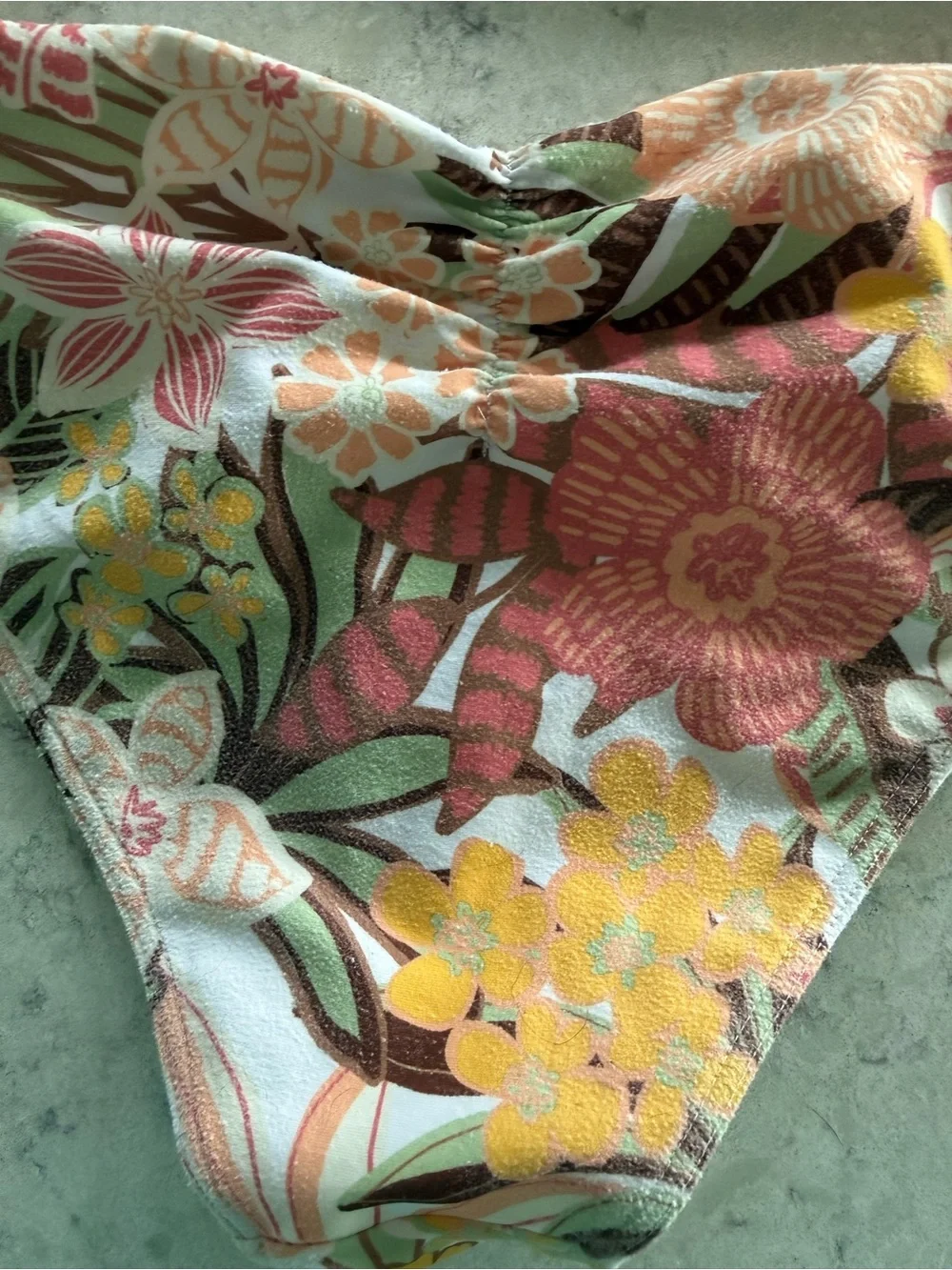 Roxy Floral Bikini Top in White, Pink & Yellow